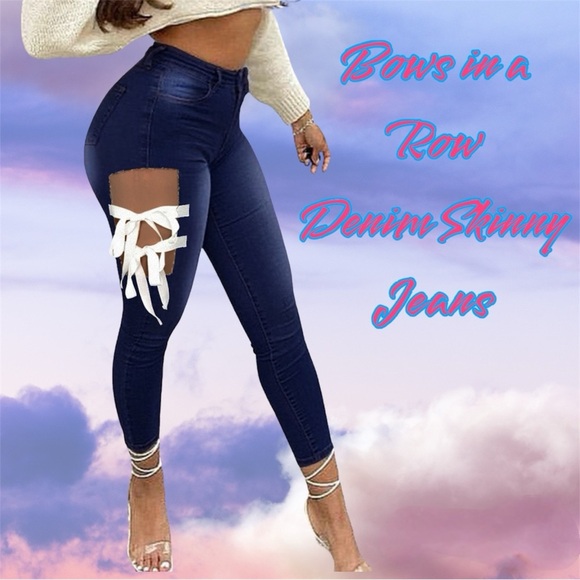 ChicMe Denim - 💜 Bows in a Row Skinny Denim Jeans 💜